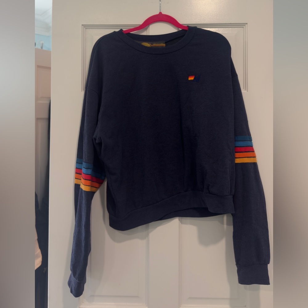 Aviator Nation Navy Relaxed Crewneck | Size Medium
